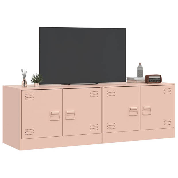 vidaXL Tv-meubelen 2 st 67x39x44 cm staal roze