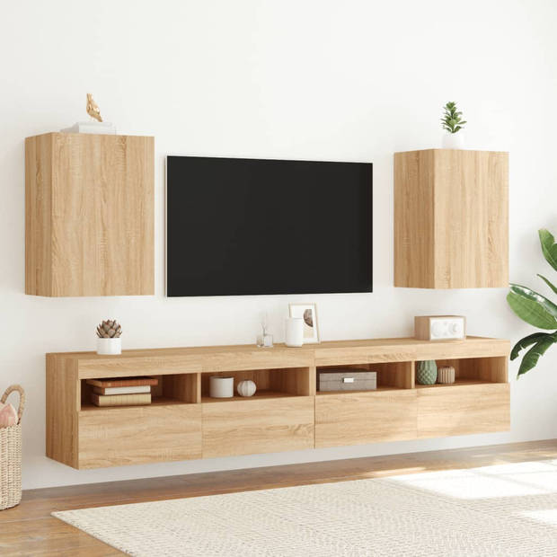 vidaXL Tv-wandmeubels 2 st 40,5x30x60 cm hout sonoma eikenkleurig