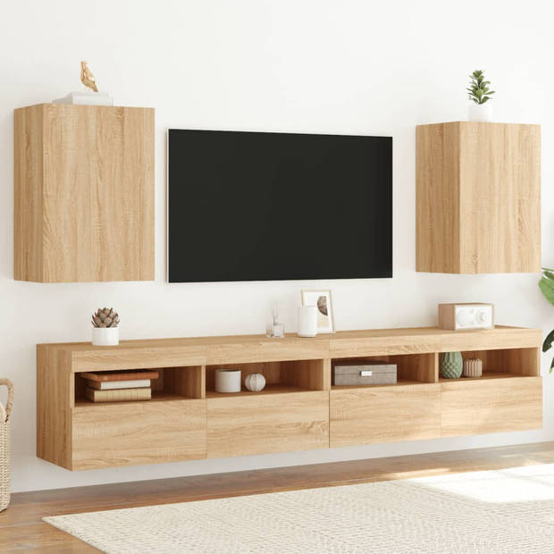 vidaXL Tv-wandmeubels 2 st 40,5x30x60 cm hout sonoma eikenkleurig