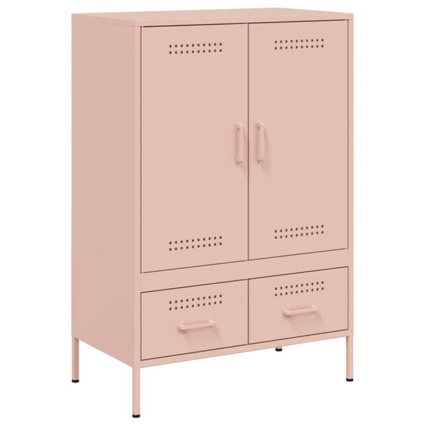 vidaXL Hoge kast 68x39x101,5 cm staal roze