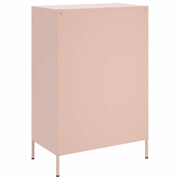 vidaXL Hoge kast 68x39x101,5 cm staal roze