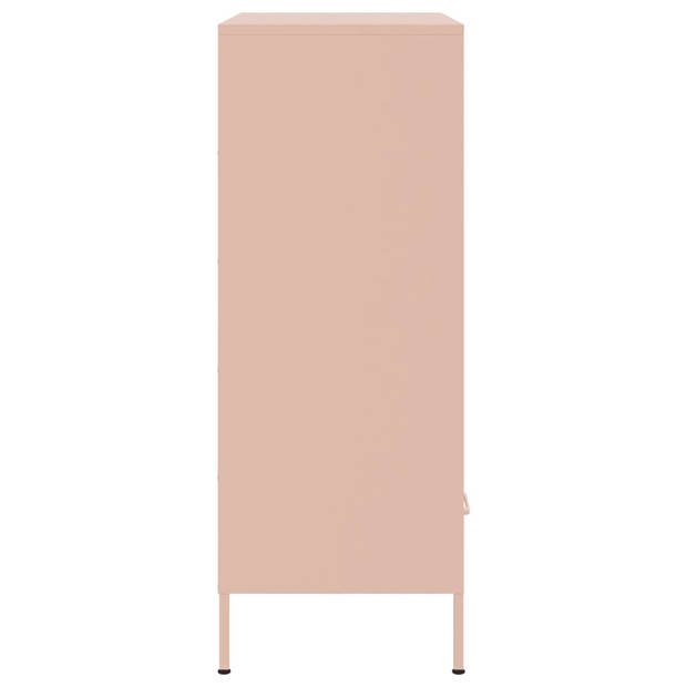 vidaXL Hoge kast 68x39x101,5 cm staal roze