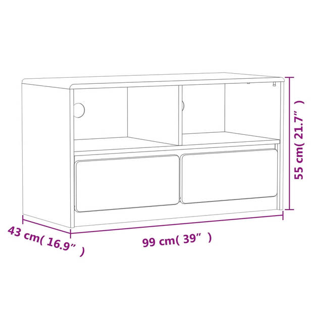 vidaXL Tv-meubel SAUDA 99x43x55 cm massief grenenhout eikenkleurig