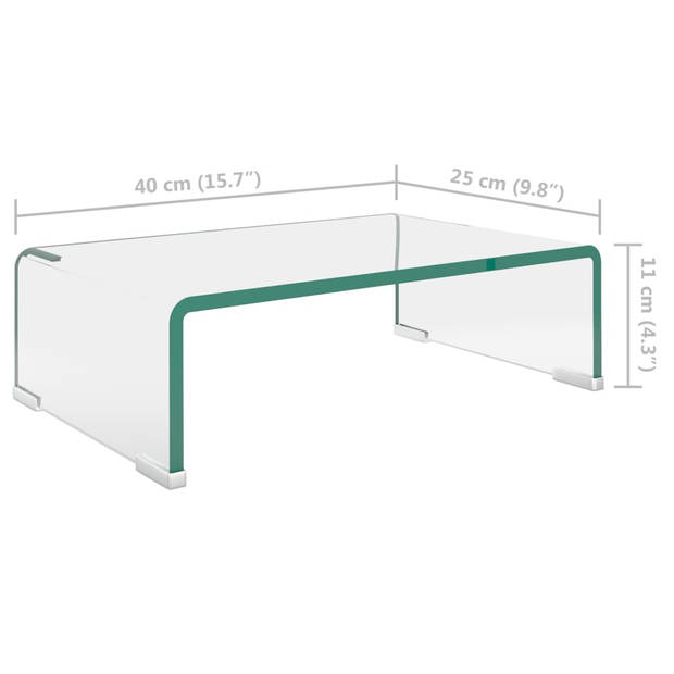 vidaXL Tv-meubel/monitorverhoger transparant 40x25x11 cm glas