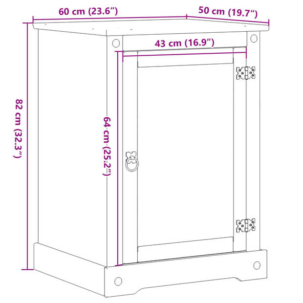 vidaXL Hifi-meubel Corona 60x50x82 cm massief grenenhout