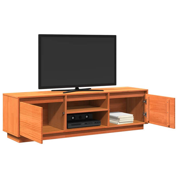 vidaXL Tv-meubel 140x35x40 cm massief grenenhout wasbruin