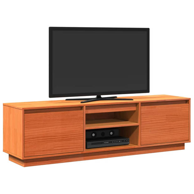 vidaXL Tv-meubel 140x35x40 cm massief grenenhout wasbruin