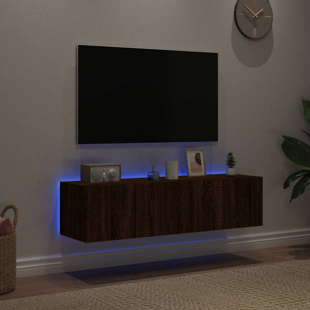 vidaXL Tv-wandmeubelen met LED-verlichting 2 st 60x35x31 cm bruineiken