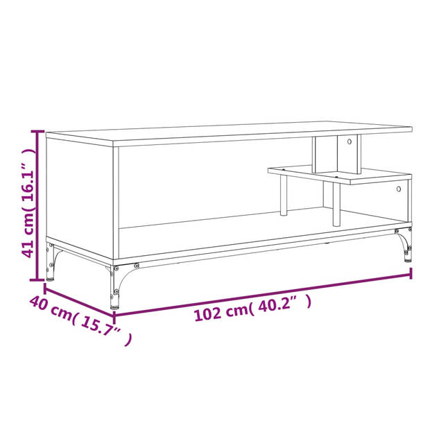 vidaXL Tv-meubel 102x40x41 cm bewerkt hout en gepoedercoat staal zwart