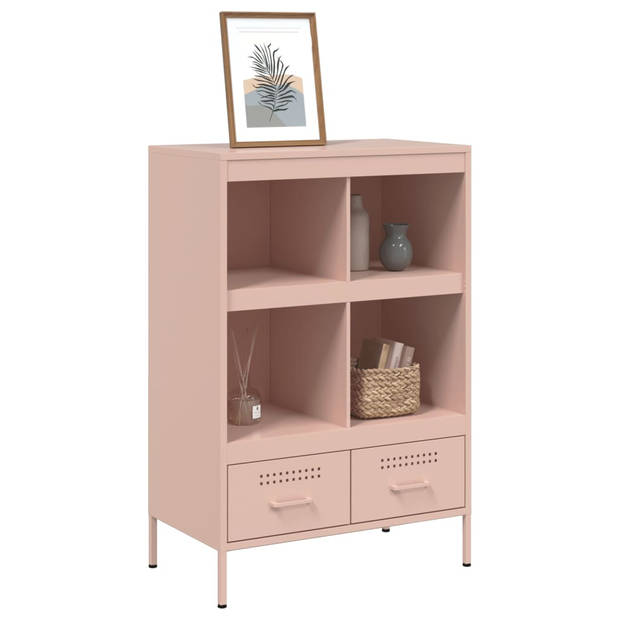 vidaXL Hoge kast 68x39x101,5 cm staal roze