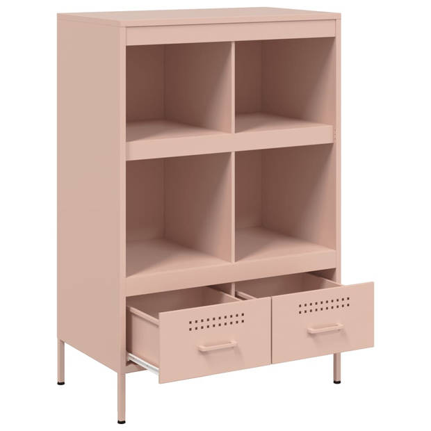 vidaXL Hoge kast 68x39x101,5 cm staal roze