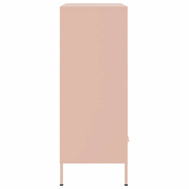 vidaXL Hoge kast 68x39x101,5 cm koudgewalst staal roze