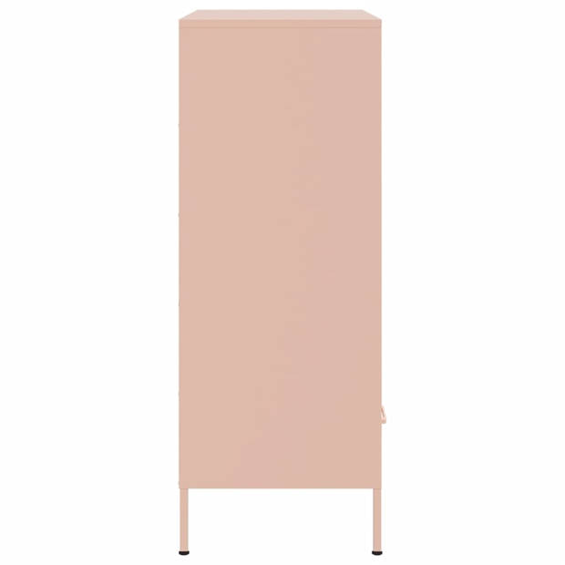 vidaXL Hoge kast 68x39x101,5 cm staal roze