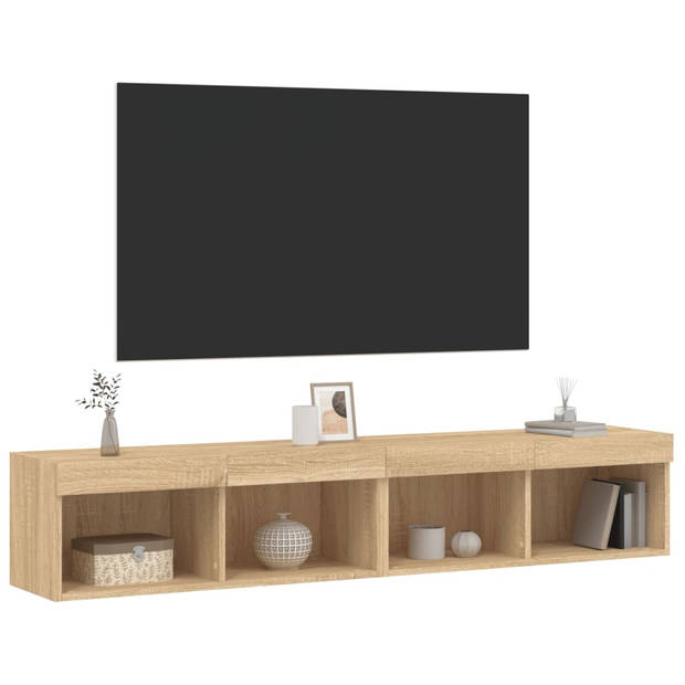 vidaXL Tv-meubels met LED-verlichting 2 st 80x30x30 cm sonoma eiken