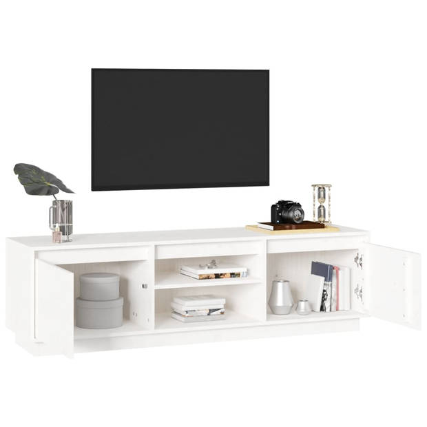 vidaXL Tv-meubel 140x35x40 cm massief grenenhout wit