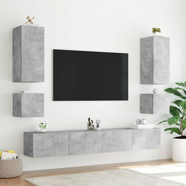 vidaXL Tv-wandmeubel met LED-verlichting 100x35x41 cm betongrijs