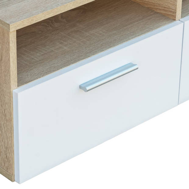 vidaXL Tv-meubel 95x35x36 cm bewerkt hout eikenkleurig en wit