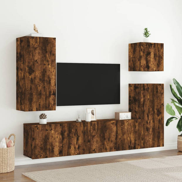 vidaXL Tv-wandmeubel 40,5x30x90 cm bewerkt hout gerookt eikenkleurig