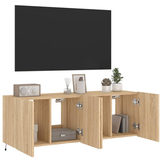 vidaXL Tv-wandmeubels met LED 2 st 60x35x41 cm sonoma eikenkleurig