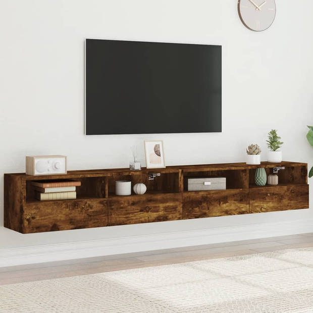 vidaXL Tv-wandmeubels 2 st 100x30x30 cm bewerkt hout gerookt eiken