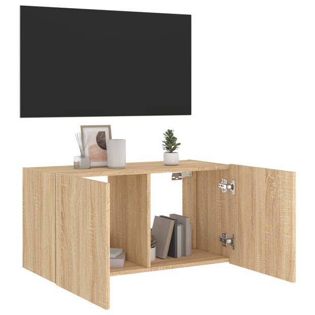 vidaXL Tv-wandmeubel met LED-verlichting 80x35x41 cm sonoma eikenkleur