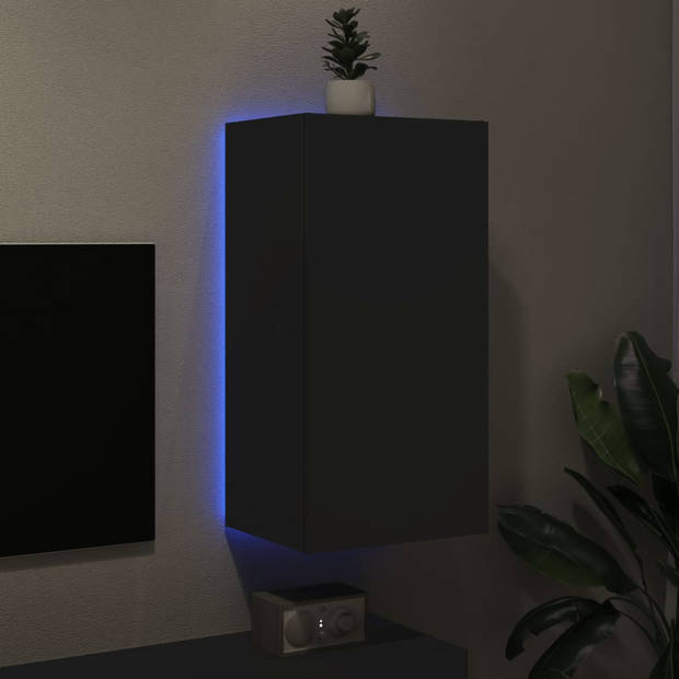 vidaXL Tv-wandmeubel met LED-verlichting 40,5x35x80 cm zwart