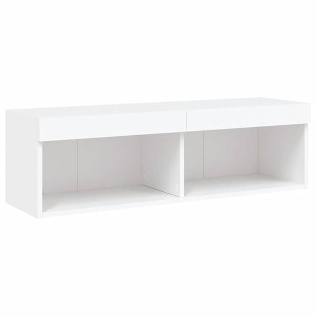 vidaXL 6-delige Tv-wandmeubelset met LED-verlichting bewerkt hout wit