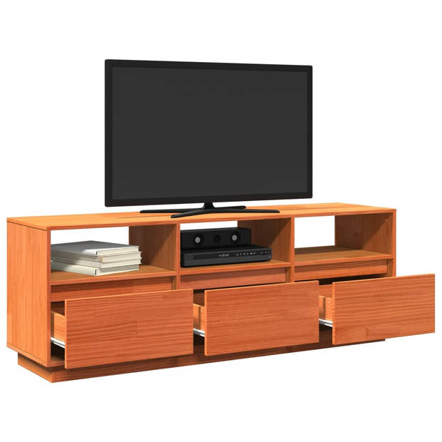 vidaXL Tv-meubel 140x37x50 cm massief grenenhout wasbruin