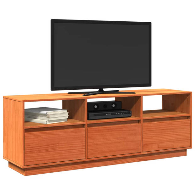 vidaXL Tv-meubel 140x37x50 cm massief grenenhout wasbruin