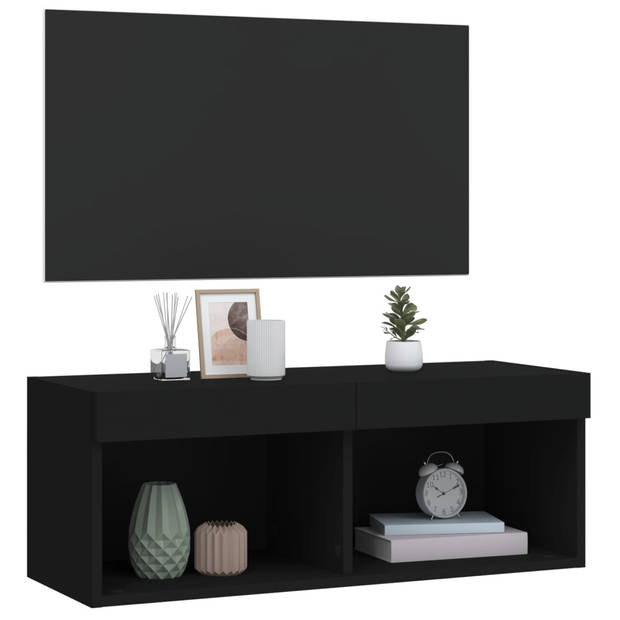 vidaXL Tv-meubel met LED-verlichting 80x30x30 cm zwart