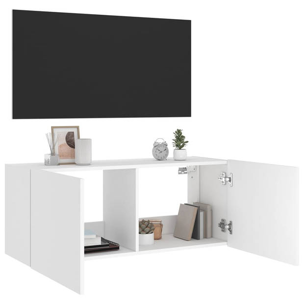 vidaXL Tv-wandmeubel met LED-verlichting 100x35x41 cm wit