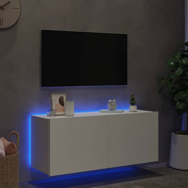 vidaXL Tv-wandmeubel met LED-verlichting 100x35x41 cm wit