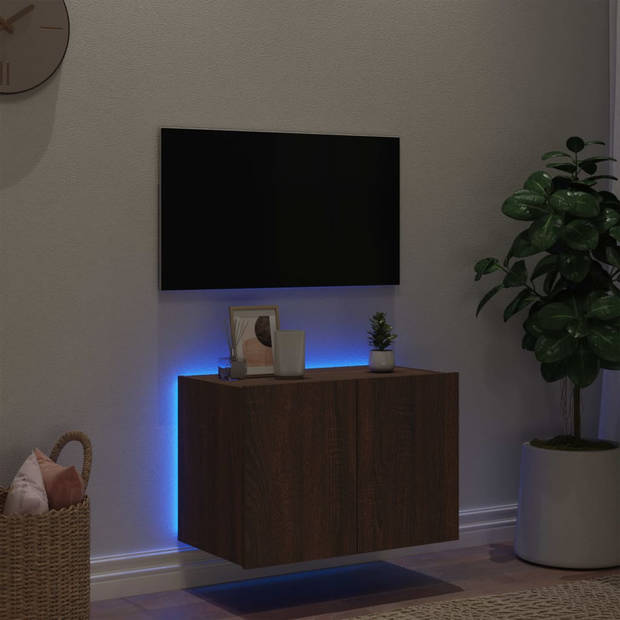 vidaXL Tv-wandmeubel met LED-verlichting 60x35x41 cm bruin eikenkleur