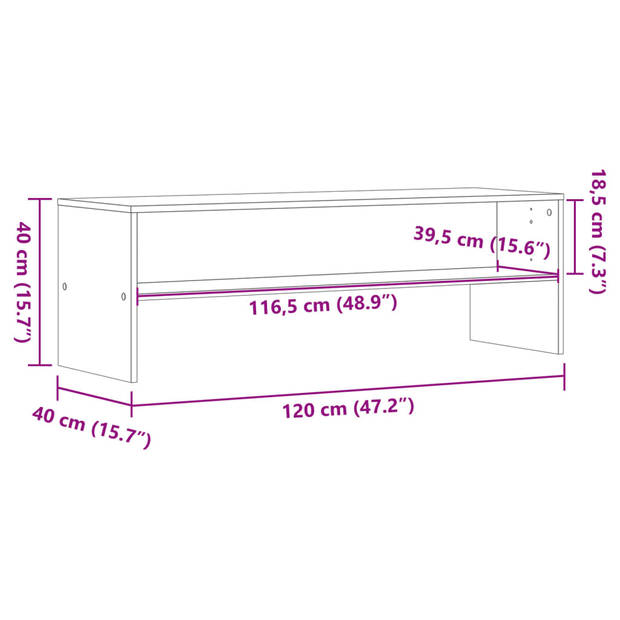 vidaXL Tv-meubel 120x40x40 cm bewerkt hout grijs sonoma eikenkleurig