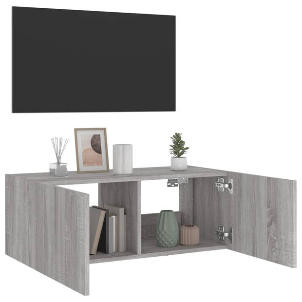 vidaXL Tv-wandmeubel met LED-verlichting 80x35x31 cm grijs sonoma