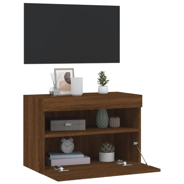 vidaXL Tv-wandmeubel met LED-verlichting 60x30x40 cm bruin eikenkleur