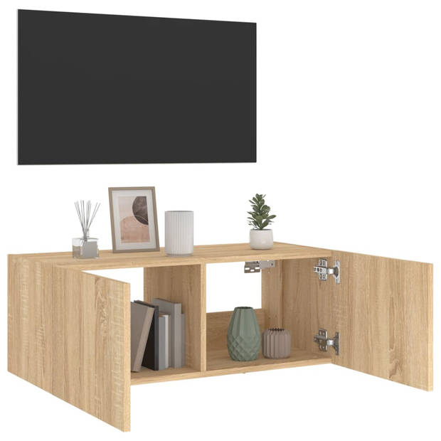 vidaXL Tv-wandmeubel met LED-verlichting 80x35x31 cm sonoma eikenkleur