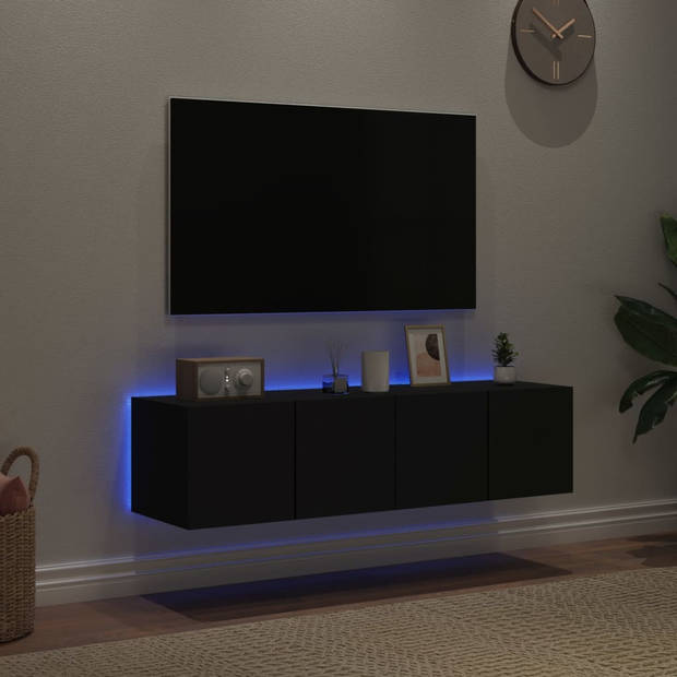 vidaXL Tv-wandmeubelen met LED-verlichting 2 st 60x35x31 cm zwart