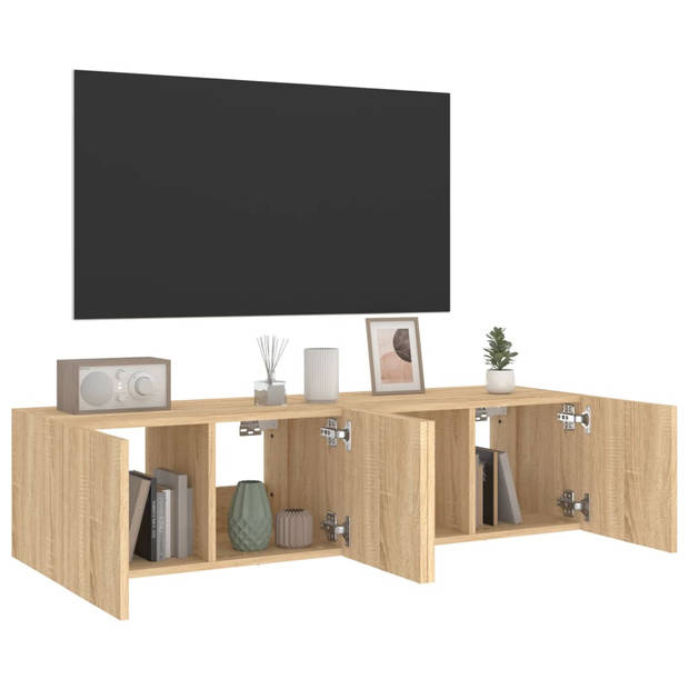 vidaXL Tv-wandmeubelen met LED 2 st 60x35x31 cm sonoma eikenkleurig