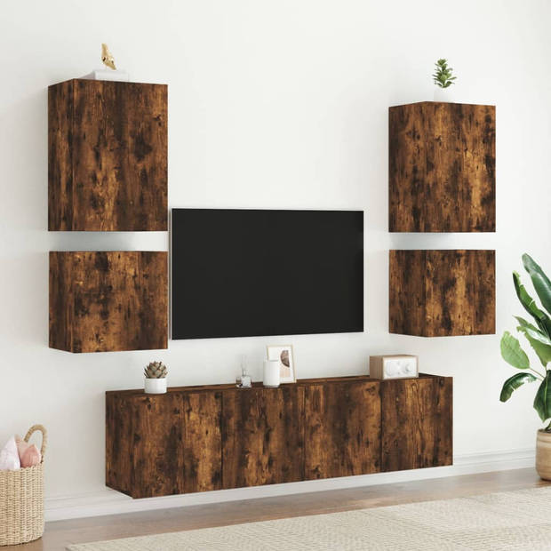 vidaXL Tv-wandmeubels 2 st 40,5x30x40 cm bewerkt hout gerookt eiken