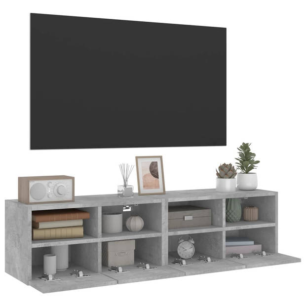 vidaXL Tv-wandmeubels 2 st 60x30x30 cm bewerkt hout betongrijs