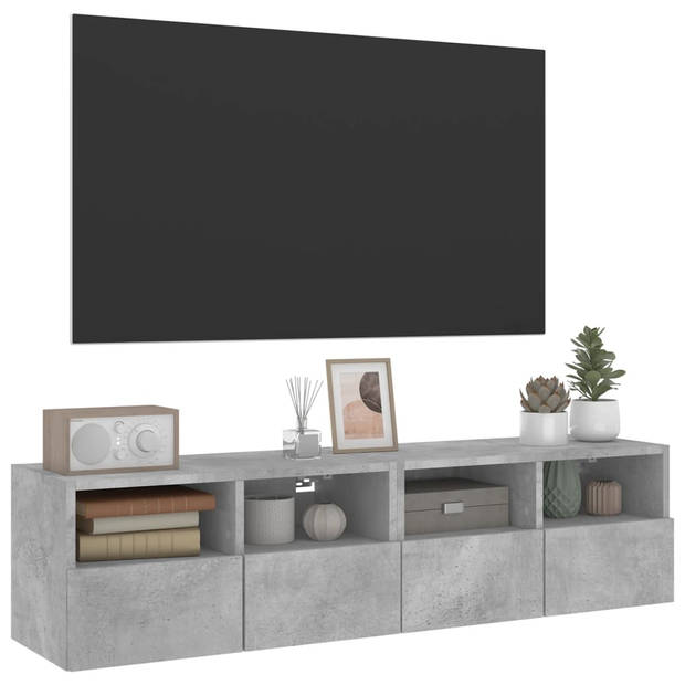 vidaXL Tv-wandmeubels 2 st 60x30x30 cm bewerkt hout betongrijs