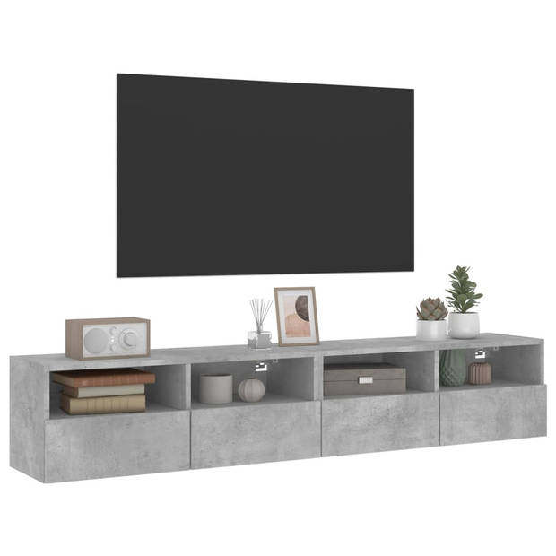 vidaXL Tv-wandmeubels 2 st 80x30x30 cm bewerkt hout betongrijs