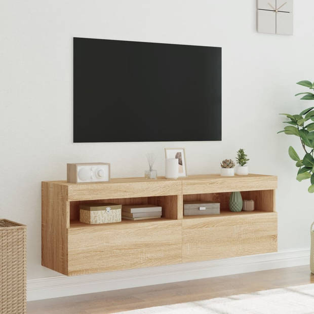 vidaXL Tv-wandmeubels met LED 2 st 60x30x40 cm sonoma eikenkleurig