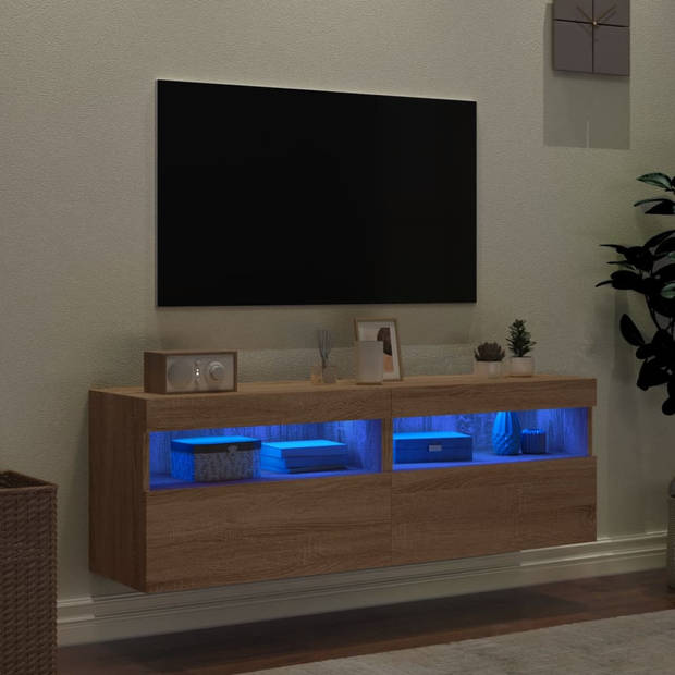 vidaXL Tv-wandmeubels met LED 2 st 60x30x40 cm sonoma eikenkleurig