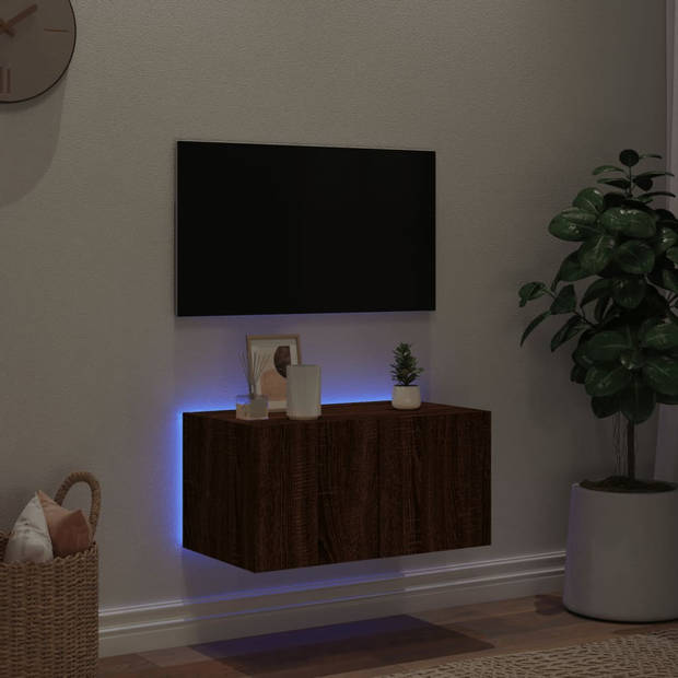 vidaXL Tv-wandmeubel met LED-verlichting 60x35x31 cm bruin eikenkleur