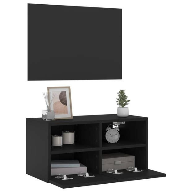 vidaXL Tv-wandmeubel 60x30x30 cm bewerkt hout zwart