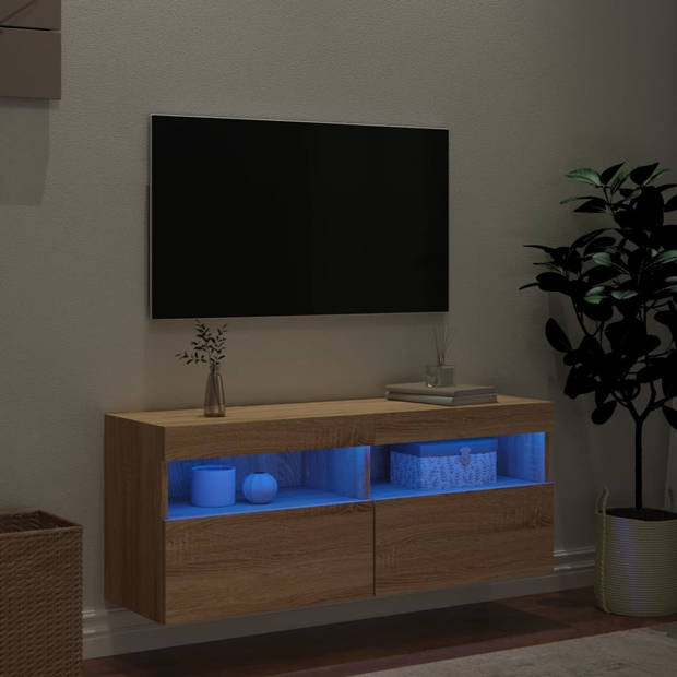 vidaXL Tv-wandmeubel met LED-verlichting 100x30x40 cm sonoma eiken