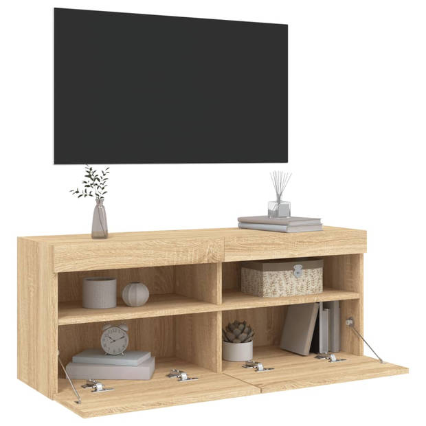 vidaXL Tv-wandmeubel met LED-verlichting 100x30x40 cm sonoma eiken