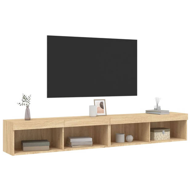 vidaXL Tv-meubels met LED-verlichting 2 st 100x30x30 cm sonoma eiken